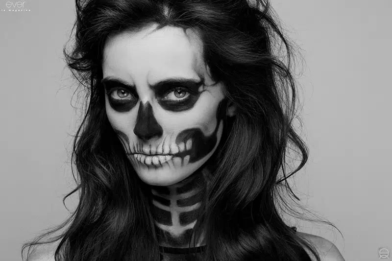 Female model in Halloween makeup