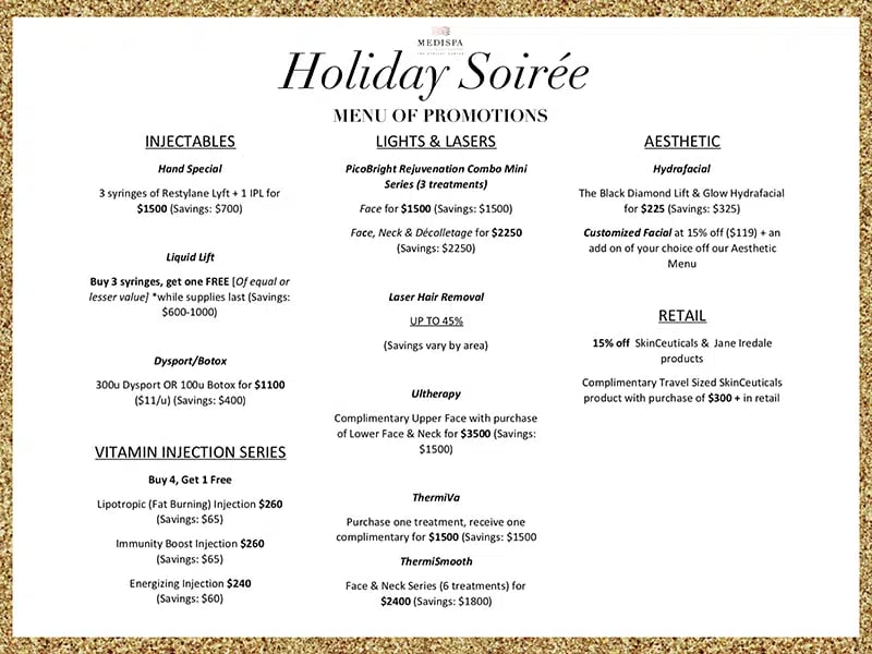 Menu of promotions