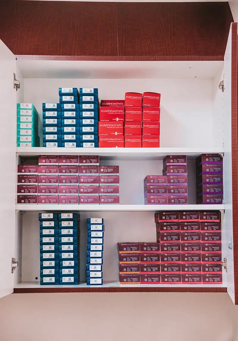 Storage cabinet full of neuromodulators products